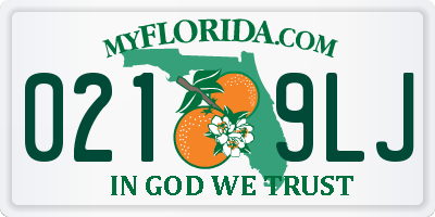 FL license plate 0219LJ