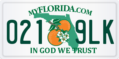 FL license plate 0219LK