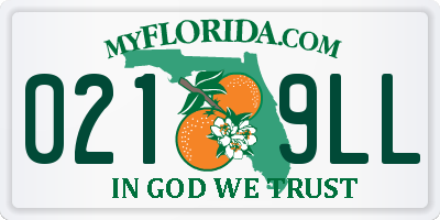 FL license plate 0219LL