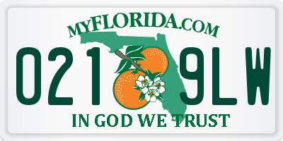 FL license plate 0219LW