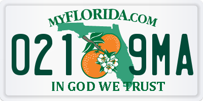 FL license plate 0219MA