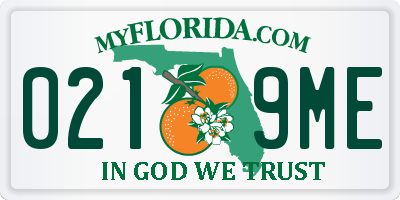 FL license plate 0219ME