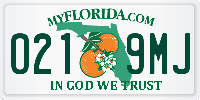FL license plate 0219MJ