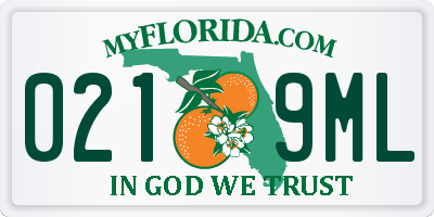 FL license plate 0219ML