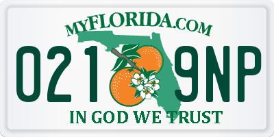 FL license plate 0219NP