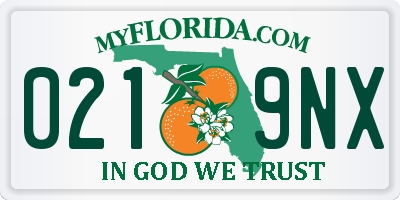 FL license plate 0219NX