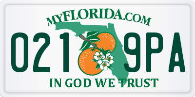 FL license plate 0219PA