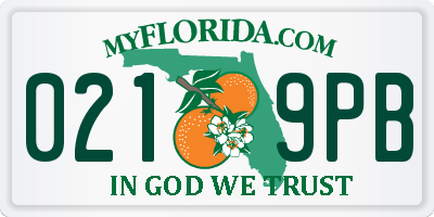 FL license plate 0219PB