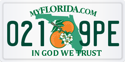 FL license plate 0219PE