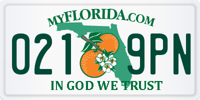 FL license plate 0219PN