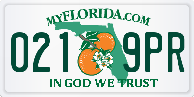 FL license plate 0219PR