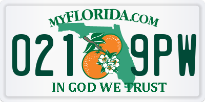 FL license plate 0219PW