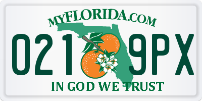 FL license plate 0219PX
