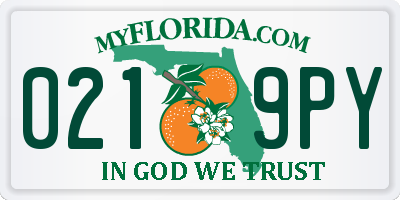 FL license plate 0219PY