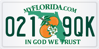 FL license plate 0219QK
