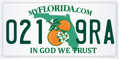 FL license plate 0219RA