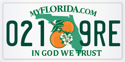 FL license plate 0219RE