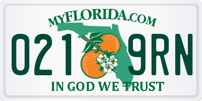 FL license plate 0219RN