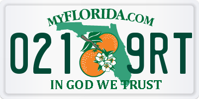 FL license plate 0219RT