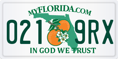 FL license plate 0219RX