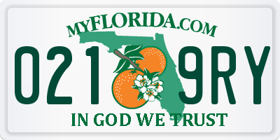 FL license plate 0219RY