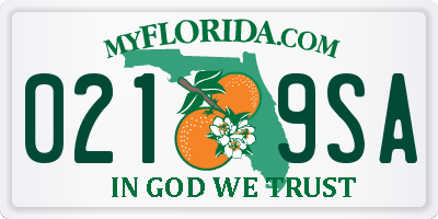 FL license plate 0219SA