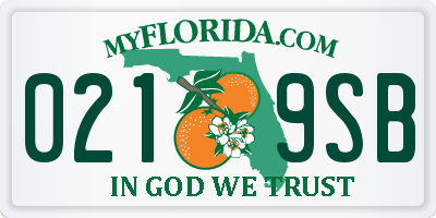 FL license plate 0219SB
