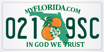 FL license plate 0219SC