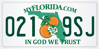 FL license plate 0219SJ