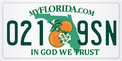 FL license plate 0219SN