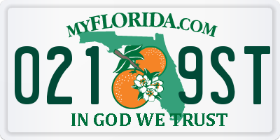 FL license plate 0219ST