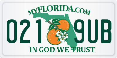 FL license plate 0219UB
