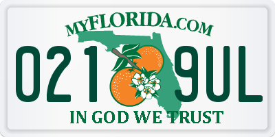 FL license plate 0219UL