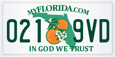FL license plate 0219VD