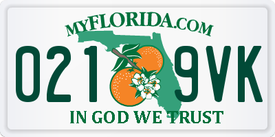 FL license plate 0219VK