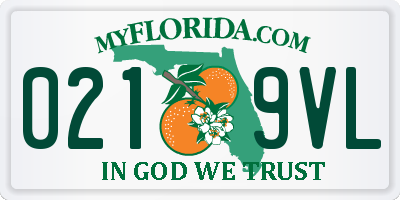 FL license plate 0219VL