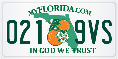 FL license plate 0219VS