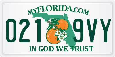 FL license plate 0219VY