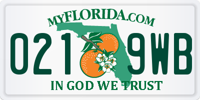 FL license plate 0219WB