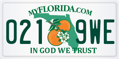 FL license plate 0219WE