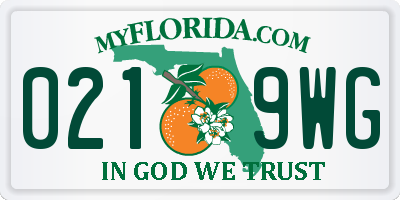 FL license plate 0219WG