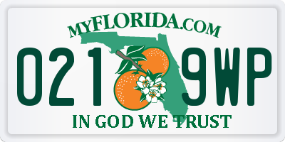 FL license plate 0219WP