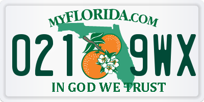 FL license plate 0219WX