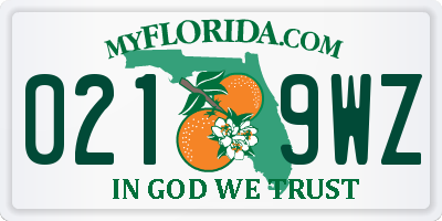 FL license plate 0219WZ