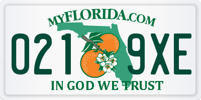 FL license plate 0219XE