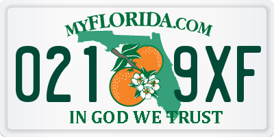 FL license plate 0219XF