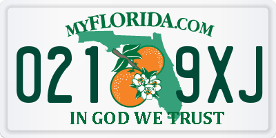 FL license plate 0219XJ