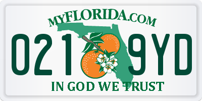 FL license plate 0219YD