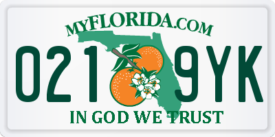 FL license plate 0219YK