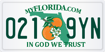 FL license plate 0219YN